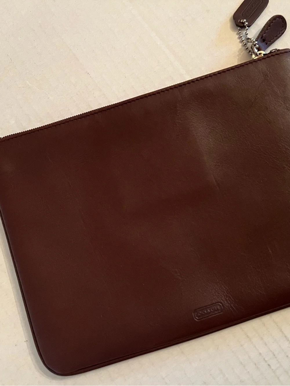Vintage Coach Cosmetic case Pouch Make up bag purse Mahogany Brown leather NWOT